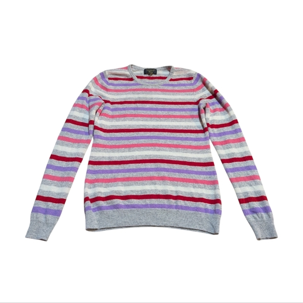 CHARTER CLUB Luxury Striped 100% Cashmere Sweater Small